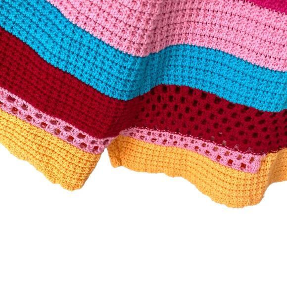 Zara Crochet Multicolor Open Neck Pink Blue Granny Romper medium - Picture 3 of 10